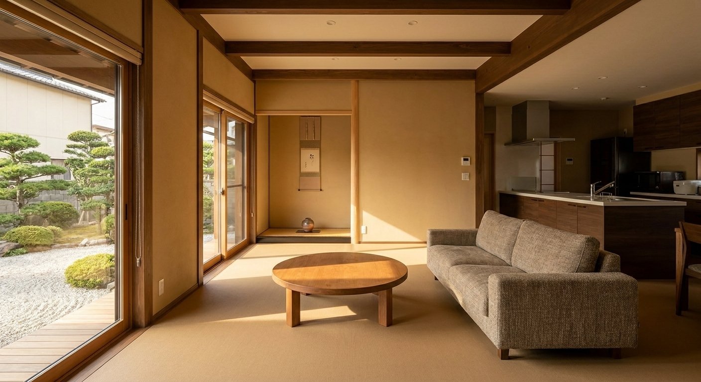 LDKのCGパース: 庭を眺める16.5帖