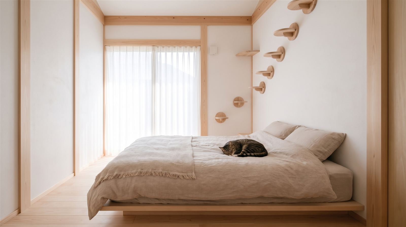 寝室のCGパース: 猫ベッドを添えた寝室
